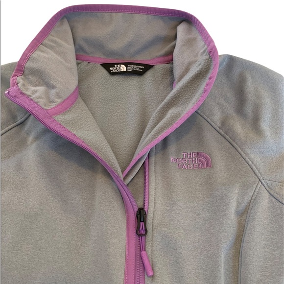 The North Face Softshell Fleece in Gray with Purple Detail - Picture 7 of 16